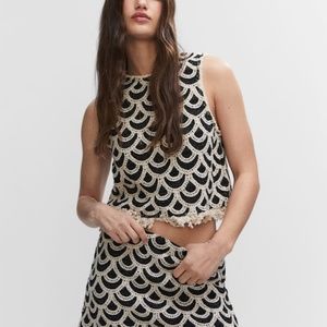 NWT Mango Geometric Crochet Top